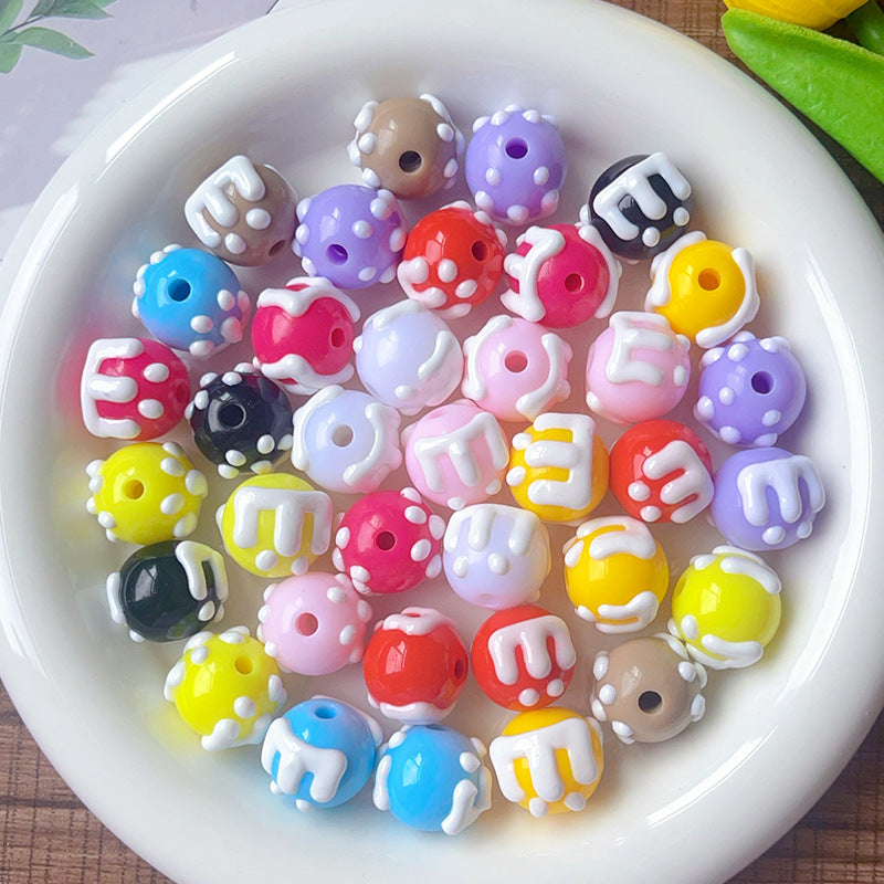 Wholesale 10pcs/pack Cream acrylic through-hole loose beads